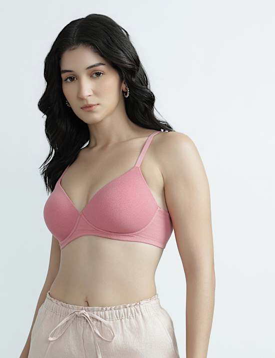 Cotton Rich Plain Sweetheart Neck Bra
