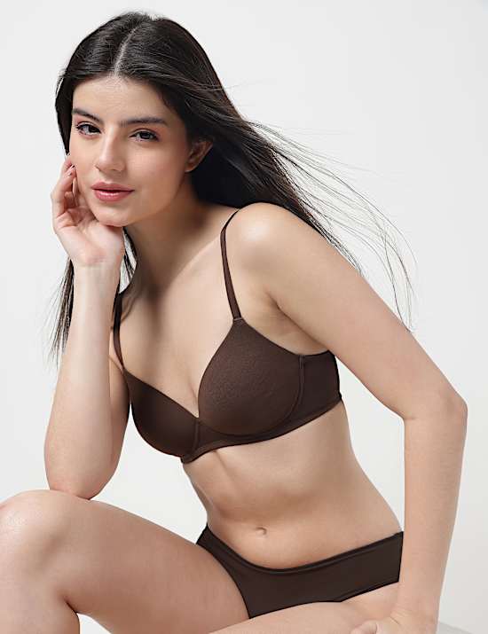 Cotton Mix Padded Demi Cup Bra