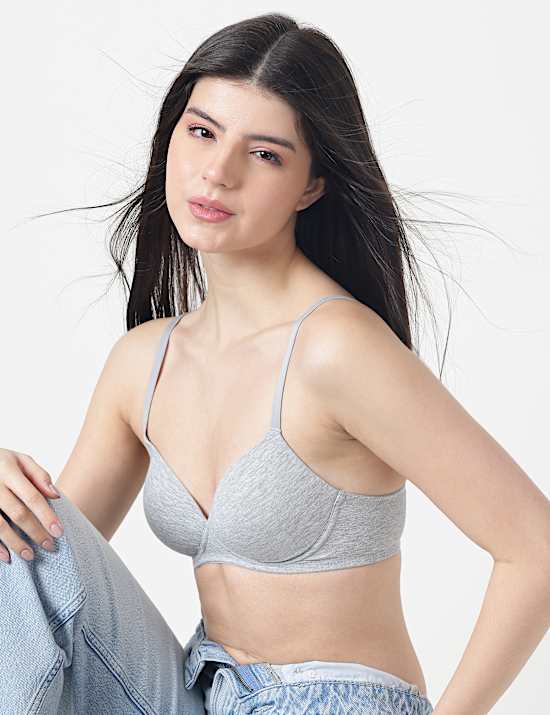Cotton Mix Padded Demi Cup Bra