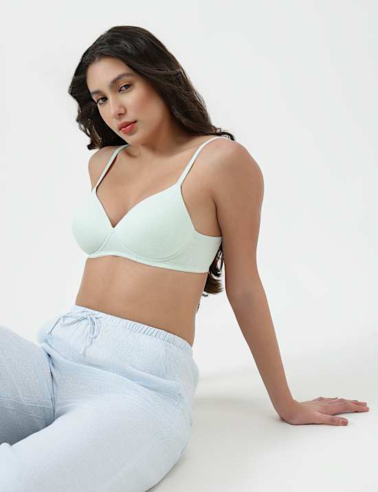 Cotton Rich Plain Sweetheart Neck Bra