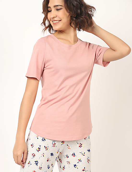 Cotton Mix Plain Round Neck T-Shirt
