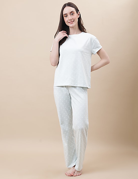 Pure Cotton Crew Neck Loungewear Set