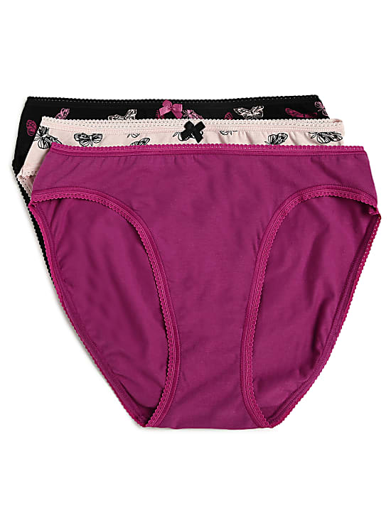 Pack of 3 Cotton Mix High Legs Knickers