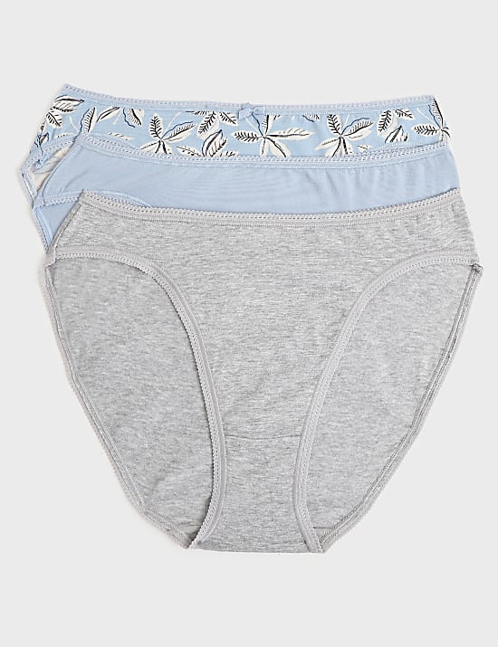 3pk Cotton Rich High-Leg Knickers