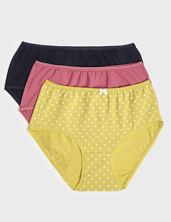 3pk Cotton Rich Midi Knickers