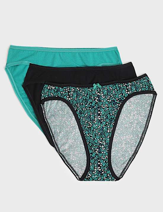 3pk Cotton Rich High Leg Knickers