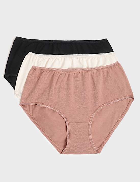 3pk Cotton Rich Midi Knickers