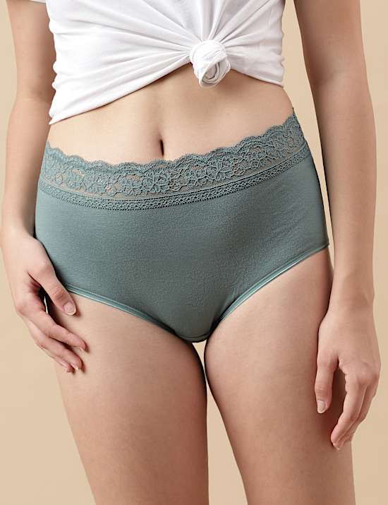 5 Pak Celana Dalam Wanita Berpotongan Tinggi Bahan Katun Bermotif