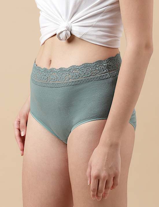 5 Pak Celana Dalam Wanita Berpotongan Tinggi Bahan Katun Bermotif