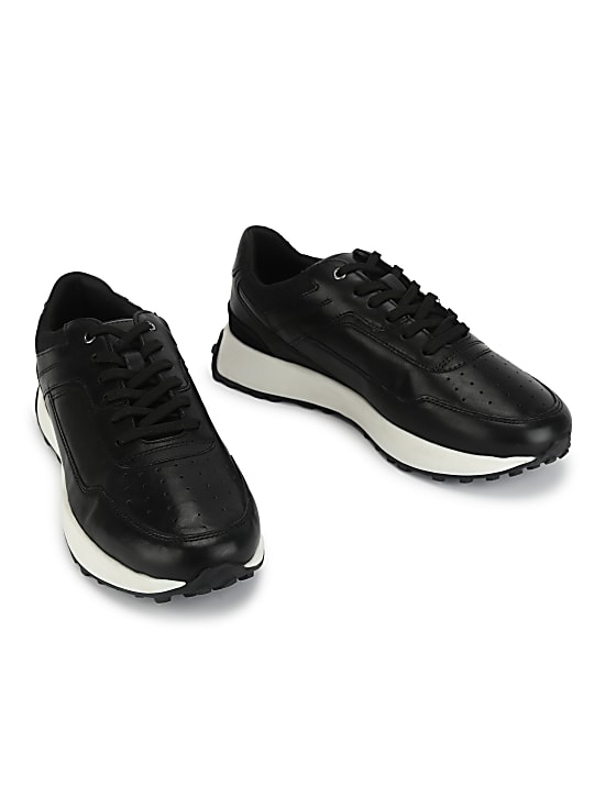 Leather Plain Lace-up Sneakers