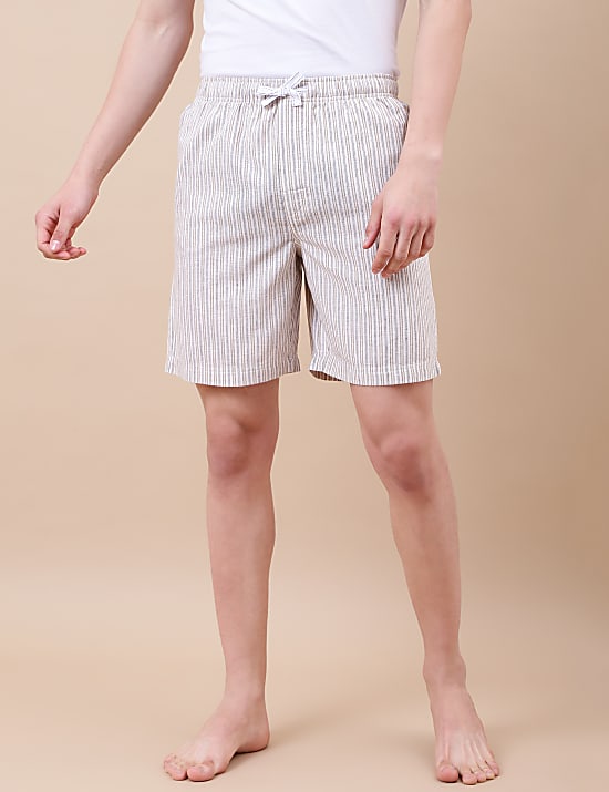 Cotton Mix Striped Relaxed Fit Shorts