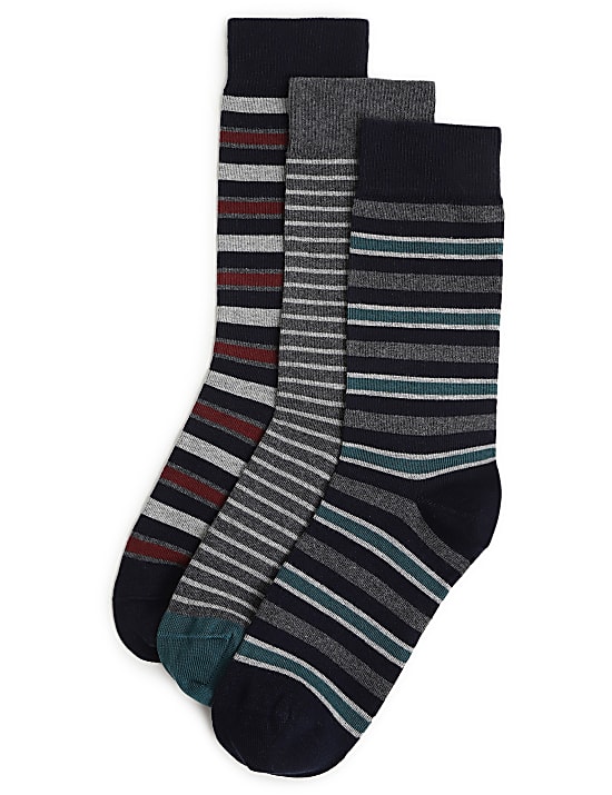 3pk Stripes Ankle Length Socks