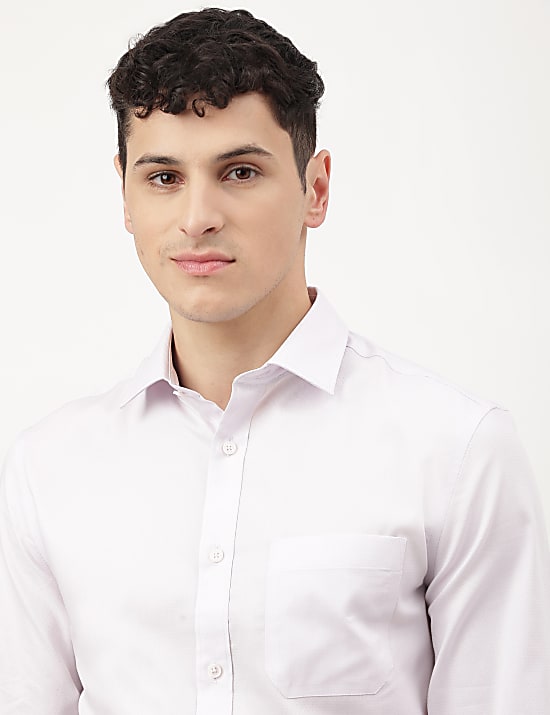 Pure Cotton Dobby Spread Collar Shirt