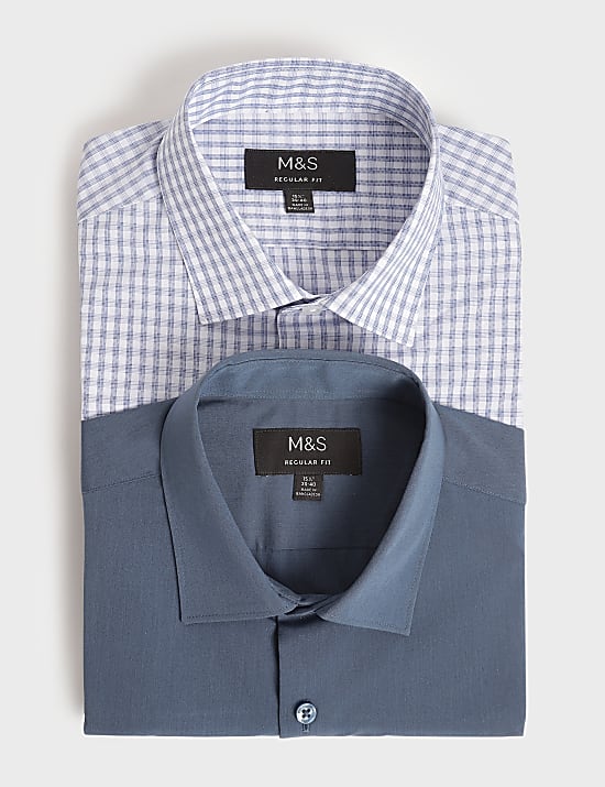 2pk Spread Collar Full Sleeves Shirt