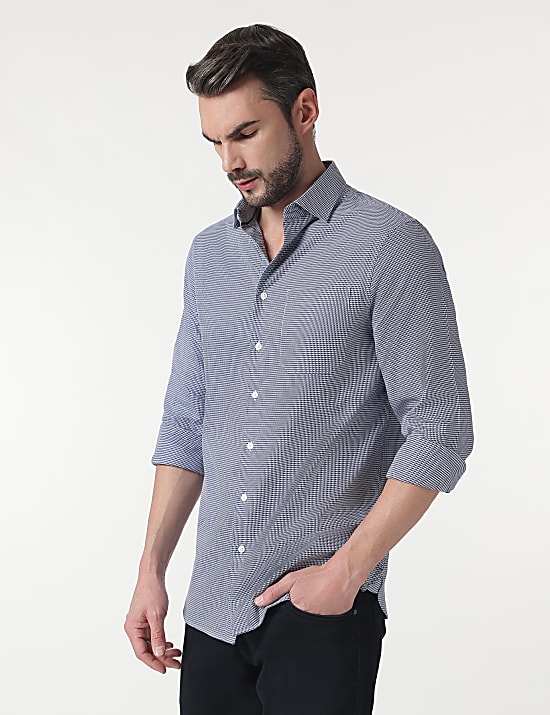 Pure Cotton Self Design Full Sleeves Shirt
