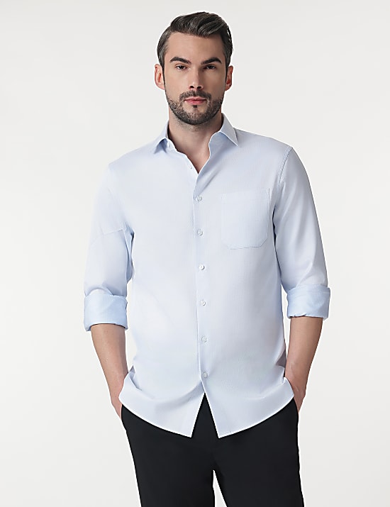 Pure Cotton Self Design Full Sleeves Shirt
