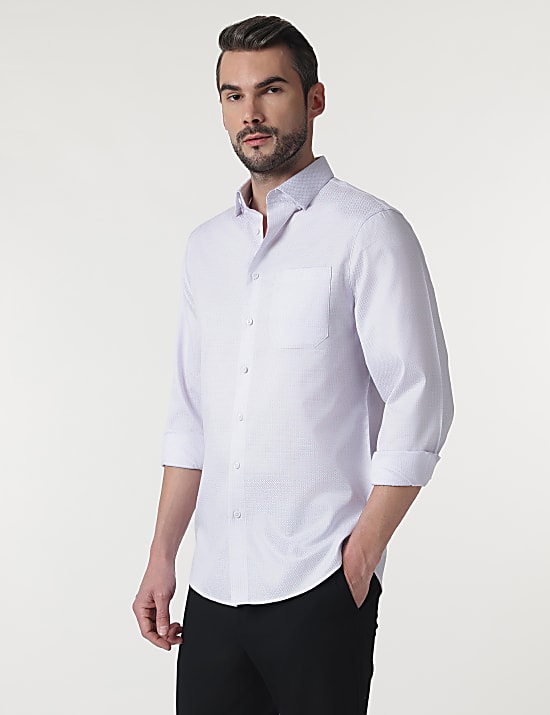 Pure Cotton Self Design Full Sleeves Shirt