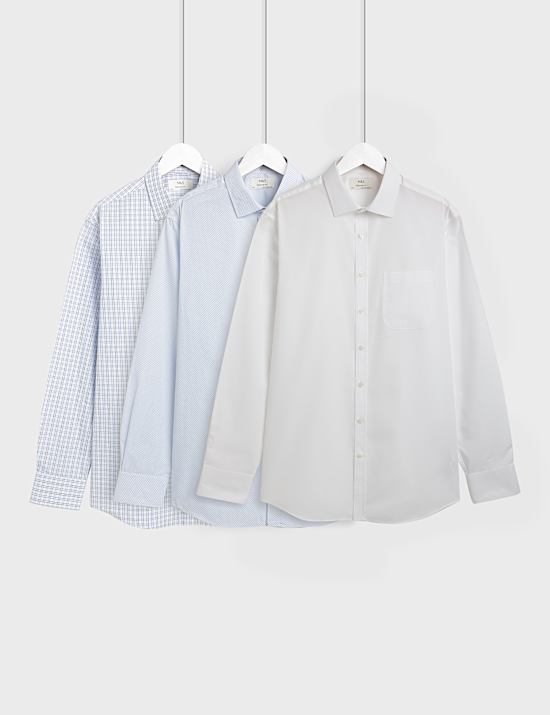 3pk Easy Iron Collared Shirts