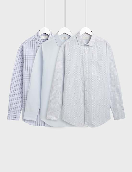 3pk Slim Fit Easy Iron Shirts