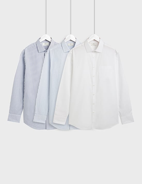 3pk Slim Fit Collared Shirts