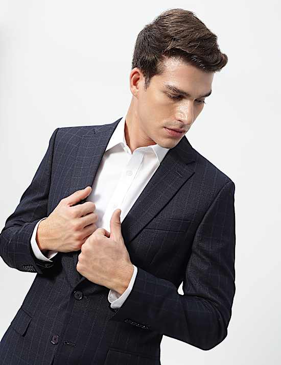 Checked Slim Fit Single-Breasted Blazer
