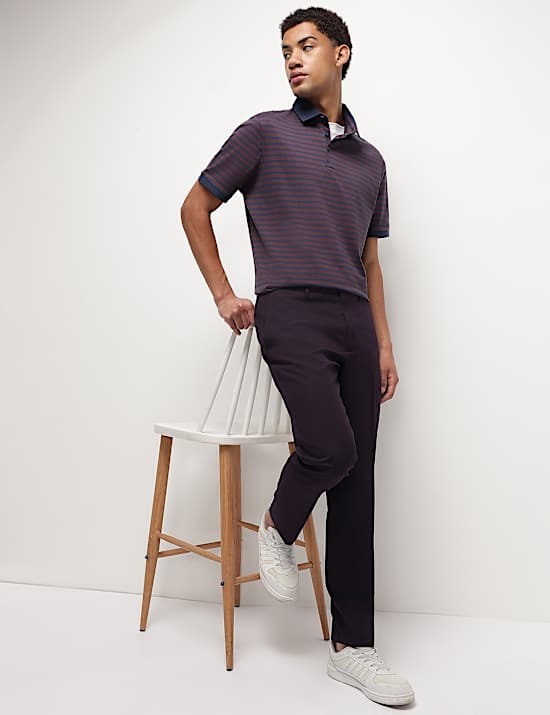 Mid Waist Textured Slim Fit Trousers