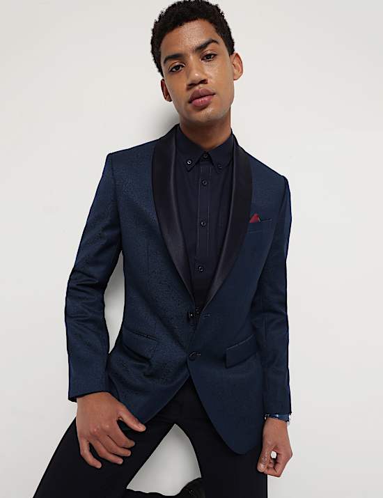 Slim Fit Jacquard Single-Breasted Blazer