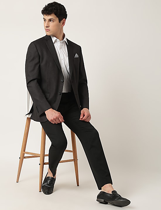 Striped Lapel Collar Blazer