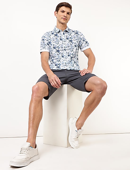 Linen Mix Plain Regular Fit Shorts