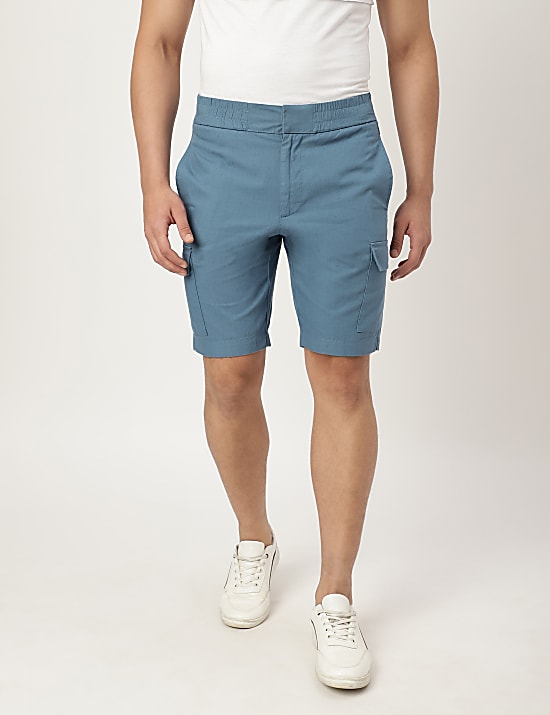 Cotton Mix Plain Regular Fit Shorts