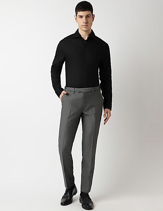 Slim Fit Plain Trousers