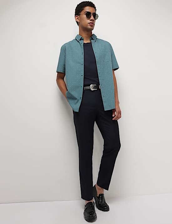 Slim Fit Flat Front Semi Casual Trousers