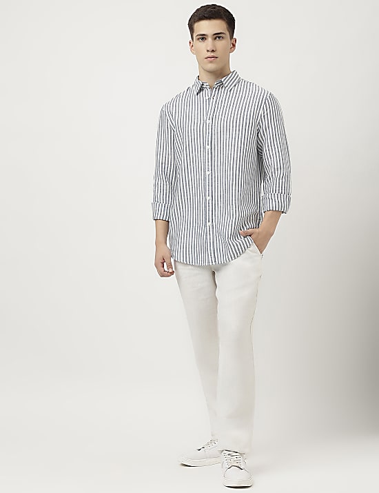 Linen Blend Striped Shirt