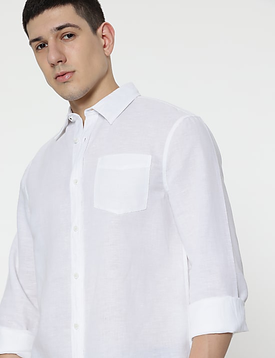 Linen Rich Spread Collar Shirt