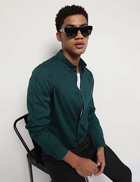 Pure Cotton Button Down Collar Shirt