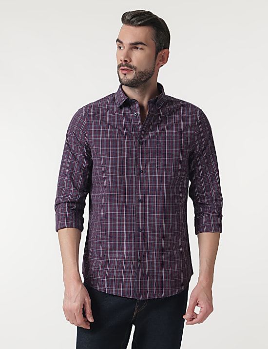 Pure Cotton Checks Button Down Collar Shirt