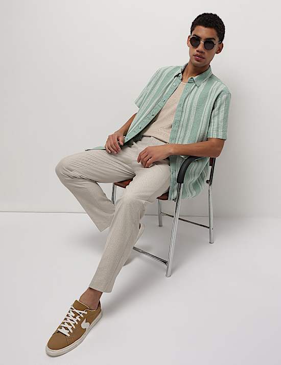 Cotton Linen Blend Striped Shirt
