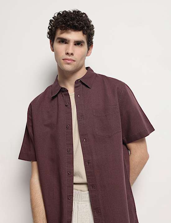 Linen Rich Short Sleeves Relaxed Fit Shirt
