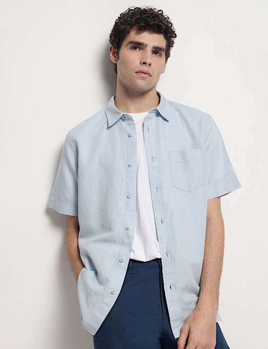 Linen Rich Short Sleeves Relaxed Fit Shirt