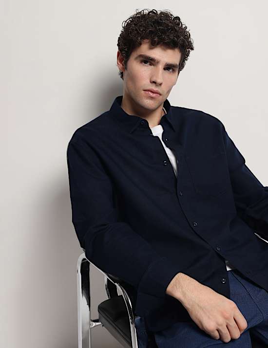 Cotton Linen Blend Relaxed Fit Shirt