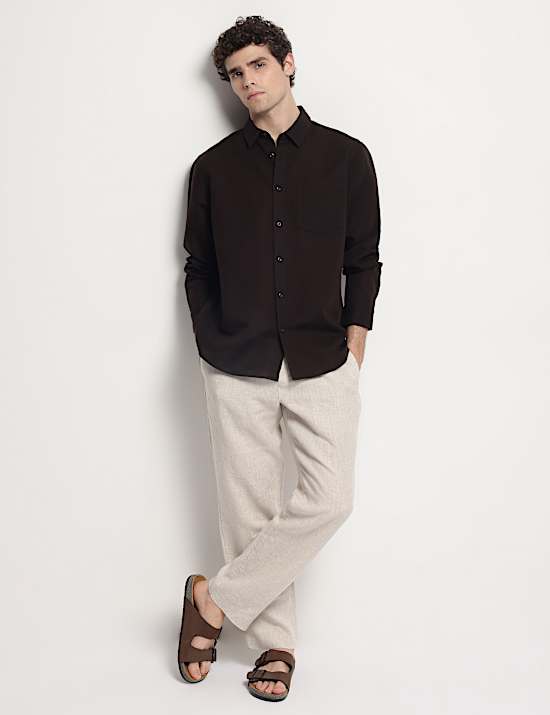 Cotton Linen Blend Relaxed Fit Shirt