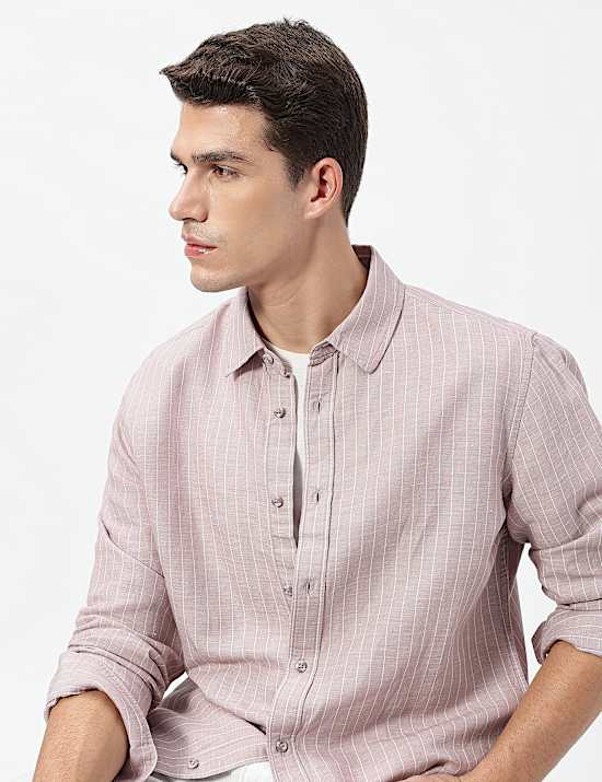 Linen Rich Relaxed Fit Stripes Shirt