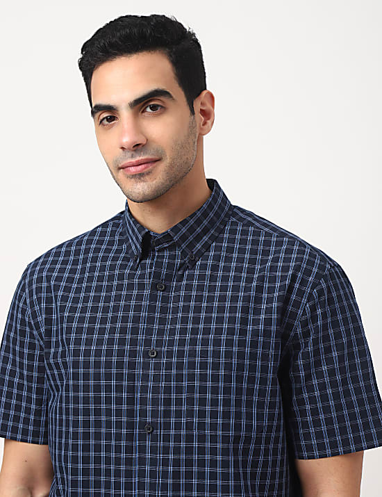 Pure Cotton Checks Button-down Collar Shirt
