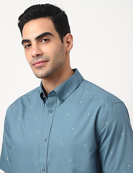 Pure Cotton Button-down Collar Shirt