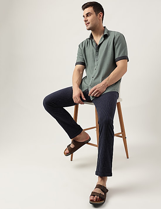 Relaxed Fit Linen Blend Printed Shirt