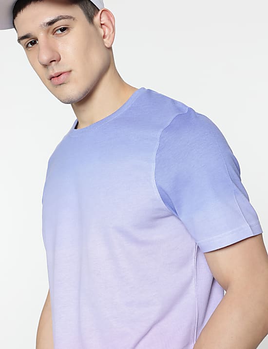 Pure Cotton Ombre Round Neck T-Shirt