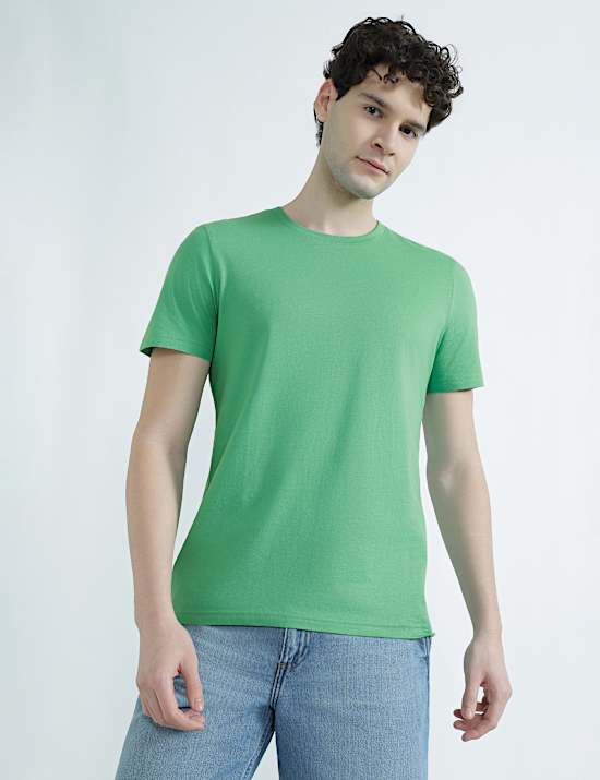 Pure Cotton Regular Fit Crew Neck T-Shirt