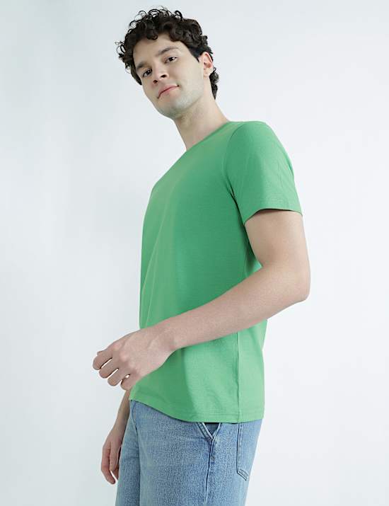 Pure Cotton Regular Fit Crew Neck T-Shirt