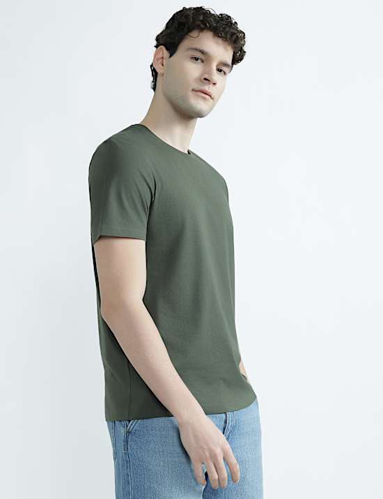 T-shirt coupe standard 100 % coton &agrave; encolure ronde