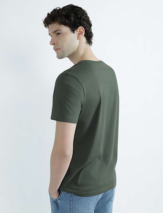 T-shirt coupe standard 100 % coton &agrave; encolure ronde